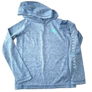 VINEYARD VINES Boys 6 Blue Hooded Performance Light Fish Long Sleeve Shirt UU20